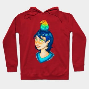 The watercolor girl and bird without background (Creme version) Hoodie